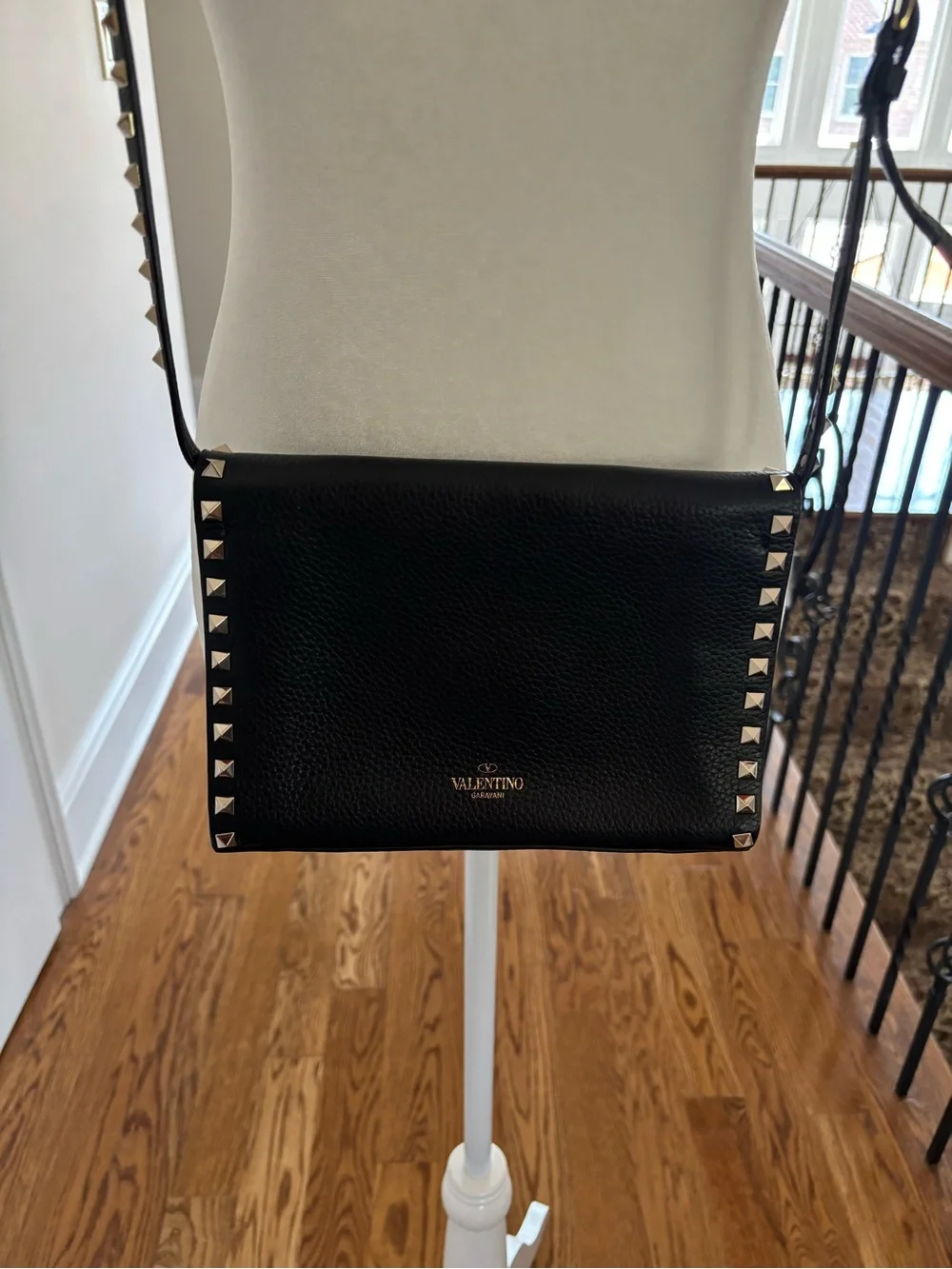 Valentino Black Studded Leather Crossbody Bag